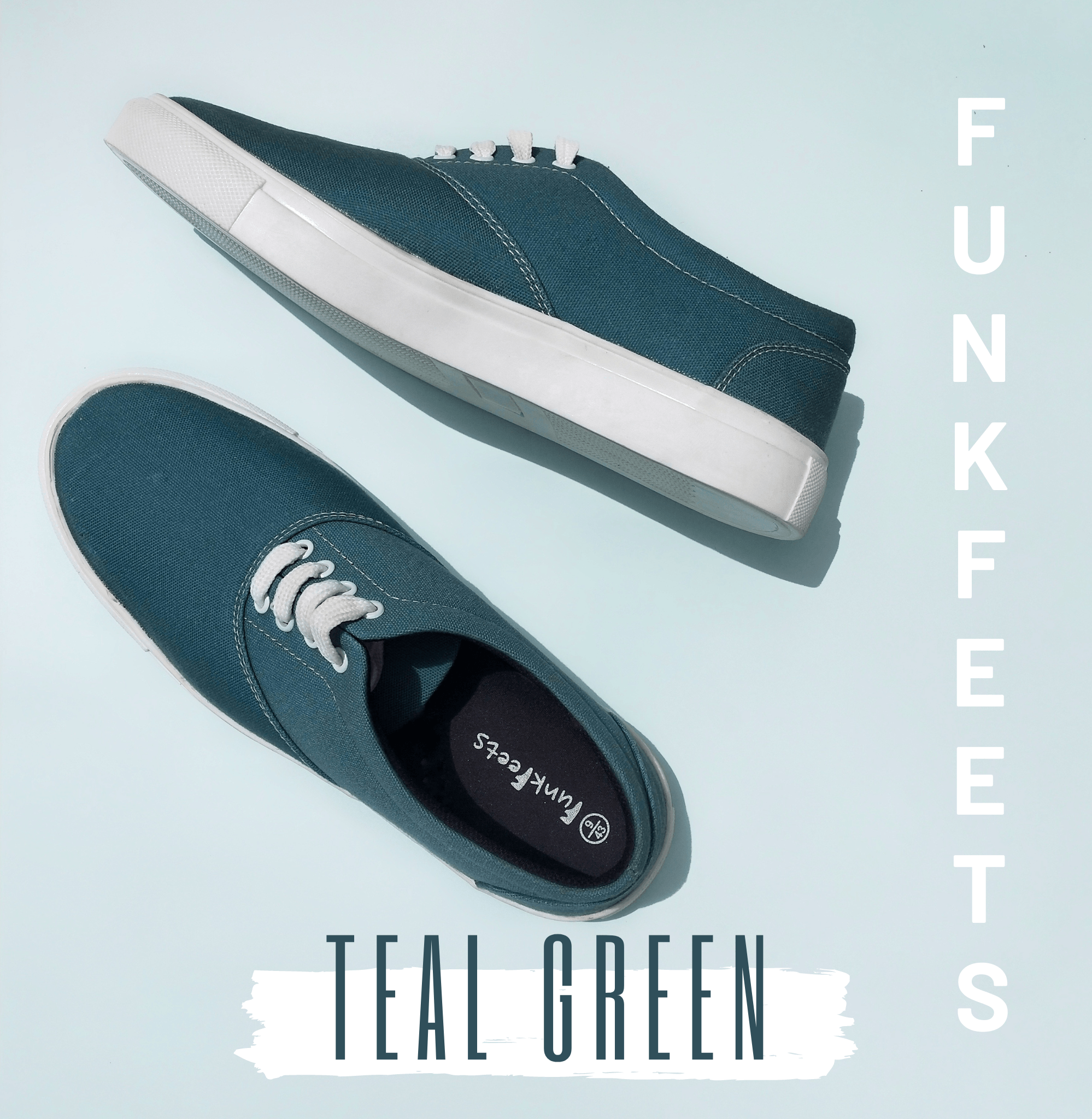 Funkfeets Unisex Teal Green Sneakers